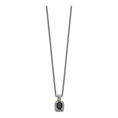Sterling Silver & 14K Gold Onyx Pendant Necklace – view 3
