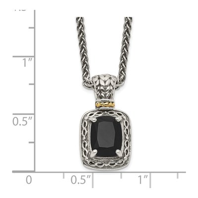 Sterling Silver & 14K Gold Onyx Pendant Necklace – view 4