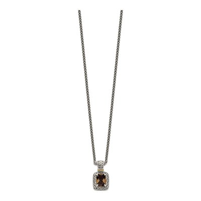 Sterling Silver & 14K Gold Smoky Quartz Pendant Necklace – view 3