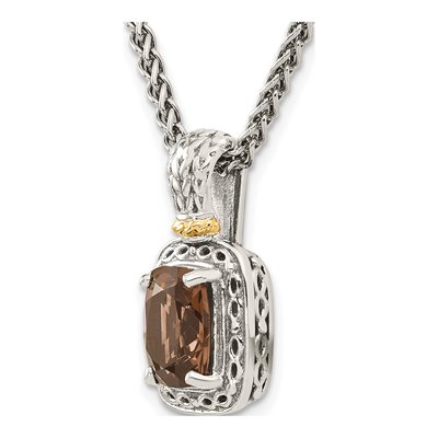 Sterling Silver & 14K Gold Smoky Quartz Pendant Necklace – view 6