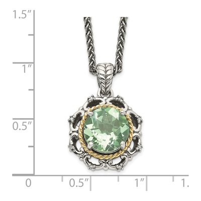 Sterling Silver & 14K Gold Prasiolite & Diamond Pendant Necklace – view 4