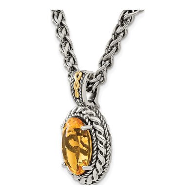 Sterling Silver & 14K Gold Citrine Pendant Necklace – view 6