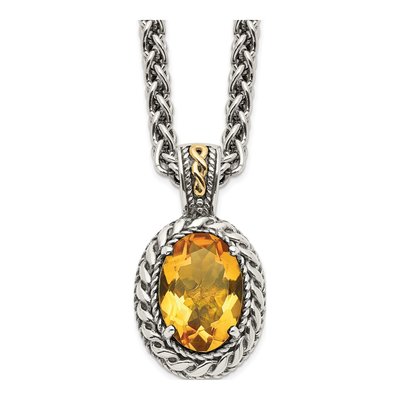 Sterling Silver & 14K Gold Citrine Pendant Necklace