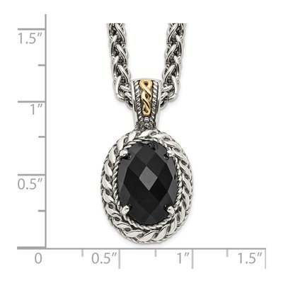 Sterling Silver & 14K Gold Onyx Pendant Necklace – view 4