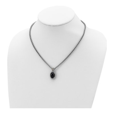 Sterling Silver & 14K Gold Onyx Pendant Necklace – view 5