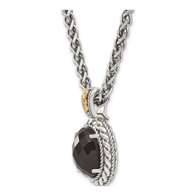 Sterling Silver & 14K Gold Onyx Pendant Necklace – view 6