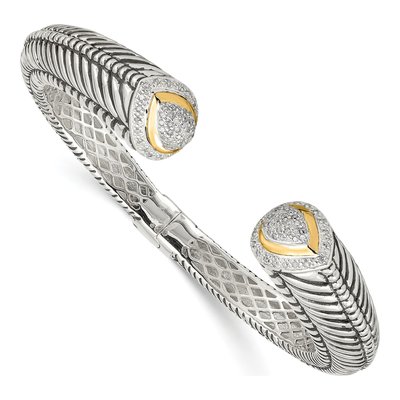 Sterling Silver & 14K Gold 1/2 ct tw Diamond Cuff Bracelet