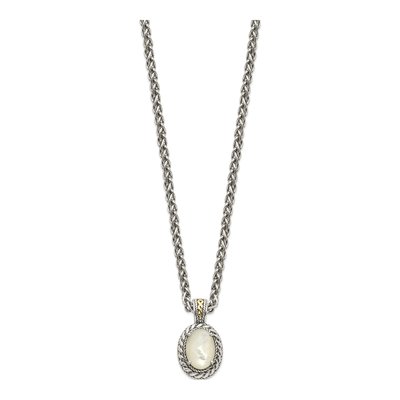 Sterling Silver & 14K Gold Mother of Pearl Pendant Necklace – view 3