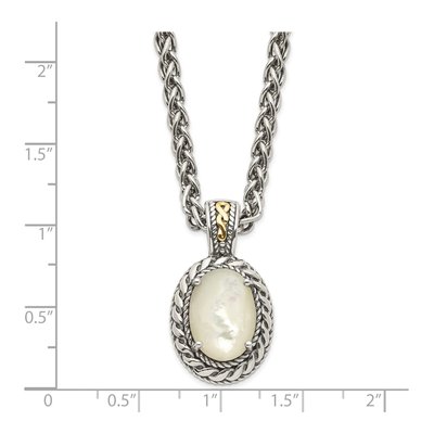 Sterling Silver & 14K Gold Mother of Pearl Pendant Necklace – view 4