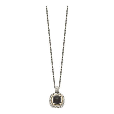 Sterling Silver & 14K Gold Onyx Pendant Necklace – view 3