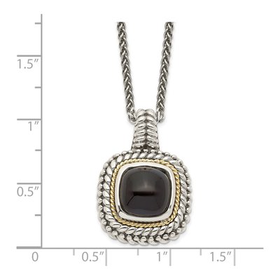 Sterling Silver & 14K Gold Onyx Pendant Necklace – view 4