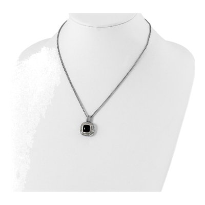 Sterling Silver & 14K Gold Onyx Pendant Necklace – view 5
