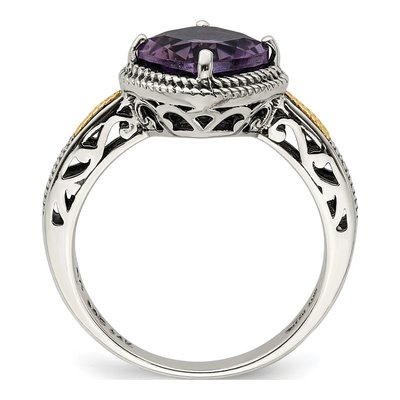 Sterling Silver & 14K Gold Amethyst Cushion Ring – view 3