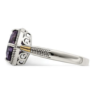 Sterling Silver & 14K Gold Amethyst Cushion Ring – view 4