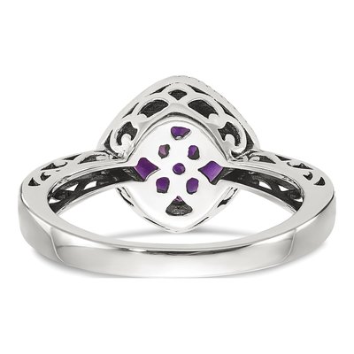 Sterling Silver & 14K Gold Amethyst Cushion Ring – view 7