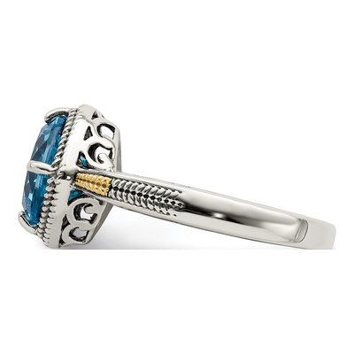 Sterling Silver & 14K Gold Swiss Blue Topaz Cushion Ring – view 4