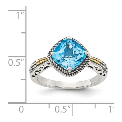 Sterling Silver & 14K Gold Swiss Blue Topaz Cushion Ring – view 5