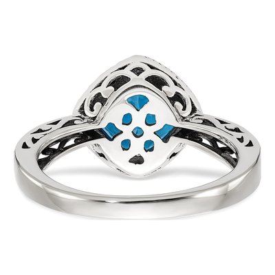 Sterling Silver & 14K Gold Swiss Blue Topaz Cushion Ring – view 7