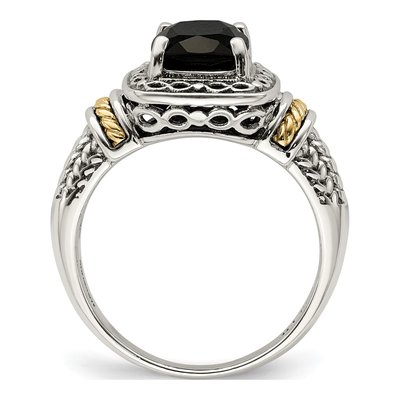 Sterling Silver & 14K Gold Onyx Ring – view 3
