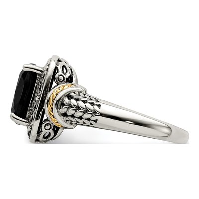Sterling Silver & 14K Gold Onyx Ring – view 4