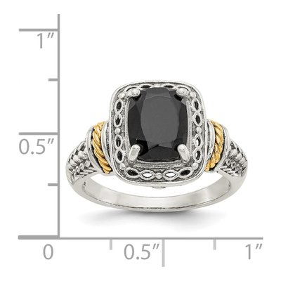Sterling Silver & 14K Gold Onyx Ring – view 5