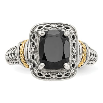 Sterling Silver & 14K Gold Onyx Ring – view 6