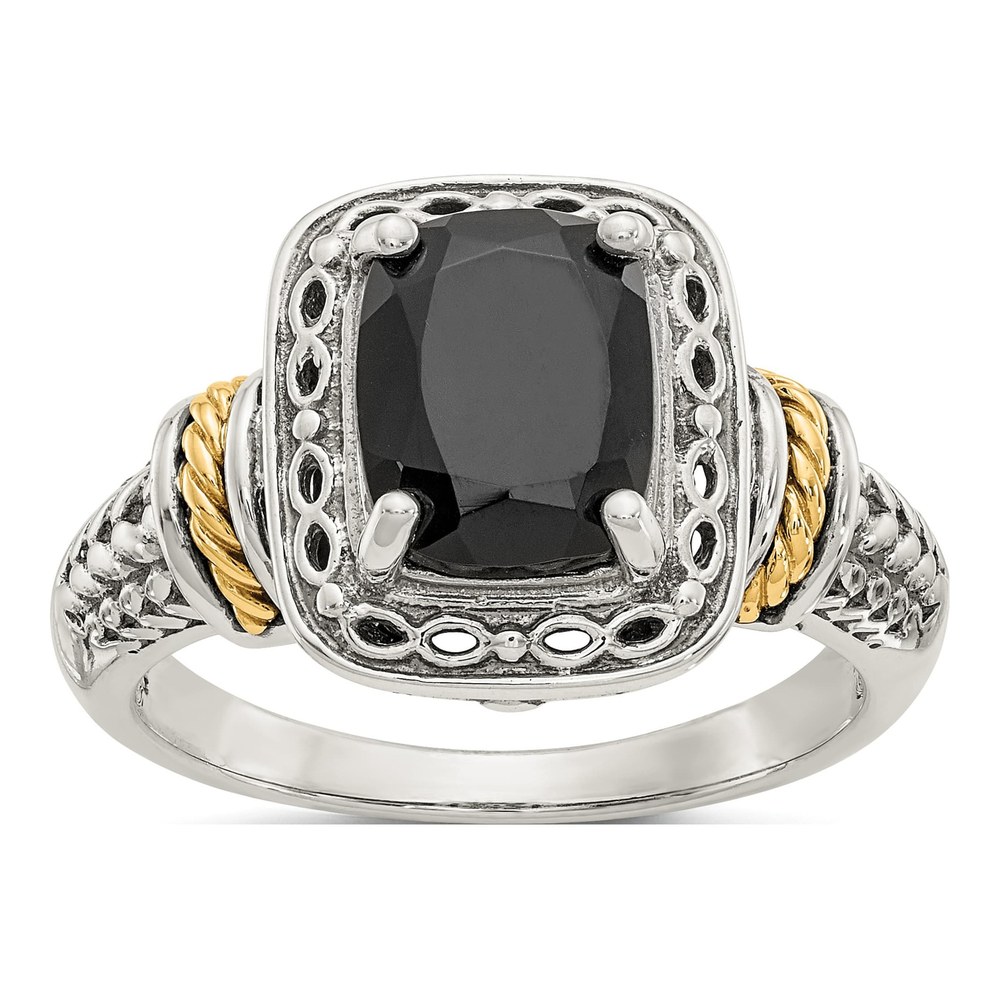 Sterling Silver & 14K Gold Onyx Ring