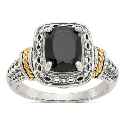 Sterling Silver & 14K Gold Onyx Ring