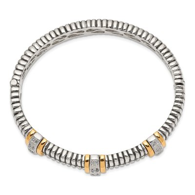 Sterling Silver & 14K Gold 1/4 ct tw Diamond Bangle Bracelet – view 2