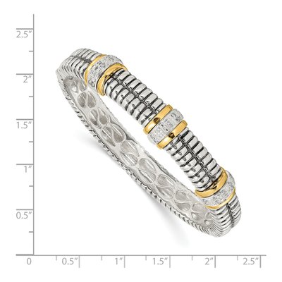 Sterling Silver & 14K Gold 1/4 ct tw Diamond Bangle Bracelet – view 3