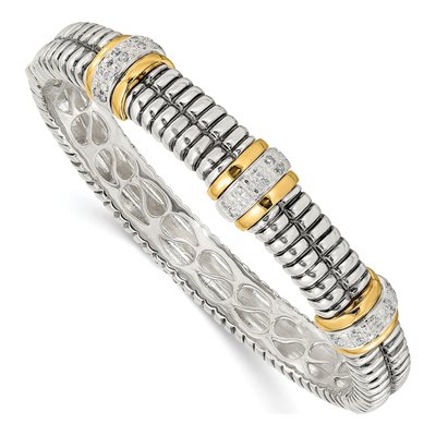 Sterling Silver & 14K Gold 1/4 ct tw Diamond Bangle Bracelet