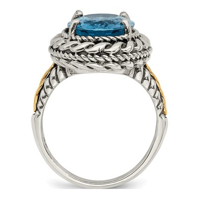 Sterling Silver & 14K Gold Swiss Blue Topaz Oval Ring – view 3