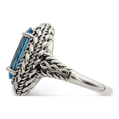 Sterling Silver & 14K Gold Swiss Blue Topaz Oval Ring – view 4