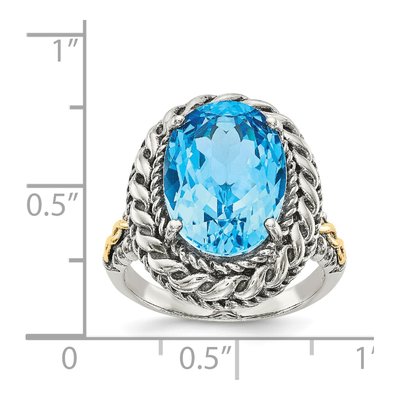 Sterling Silver & 14K Gold Swiss Blue Topaz Oval Ring – view 5