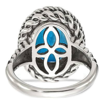 Sterling Silver & 14K Gold Swiss Blue Topaz Oval Ring – view 7