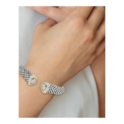 Sterling Silver & 14K Gold 1/2 ct tw Diamond Cuff Bracelet – view 3