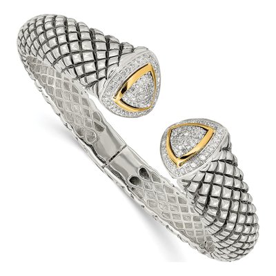 Sterling Silver & 14K Gold 1/2 ct tw Diamond Cuff Bracelet