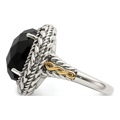 Sterling Silver & 14K Gold Onyx Ring – view 4