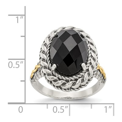 Sterling Silver & 14K Gold Onyx Ring – view 5