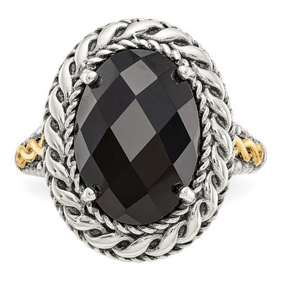 Sterling Silver & 14K Gold Onyx Ring – view 6