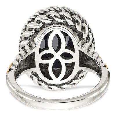 Sterling Silver & 14K Gold Onyx Ring – view 7
