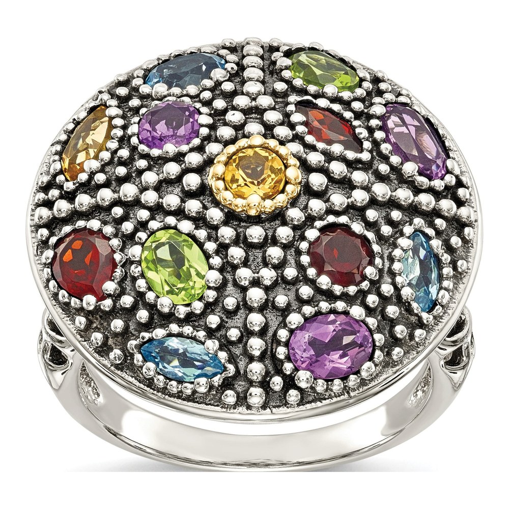 Shey Couture Multi-Gemstone Two-Tone Ring