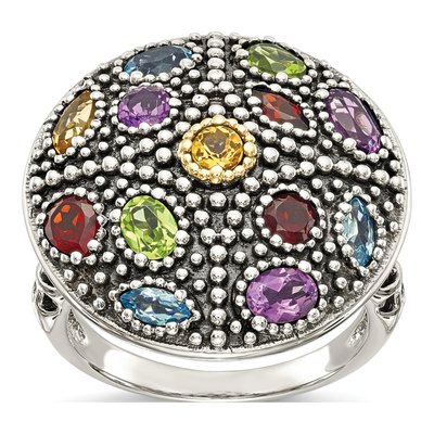 Sterling Silver & 14K Gold Amethyst & Citrine Multi-Gemstone Ring