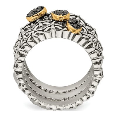 Sterling Silver & 14K Gold 1/20 ct tw Diamond Stackable Ring – view 2