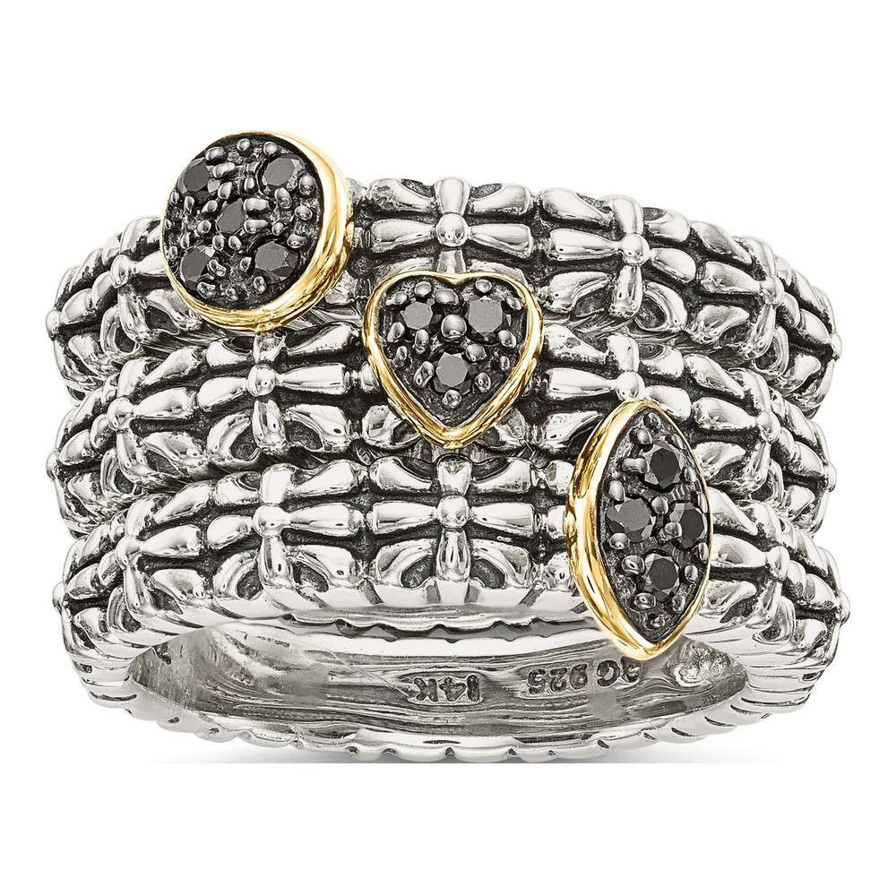 Sterling Silver & 14K Gold 1/20 ct tw Diamond Stackable Ring