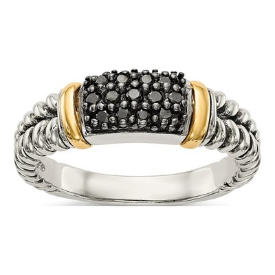 Sterling Silver & 14K Gold 1/8 ct tw Diamond Ring