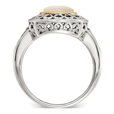 Sterling Silver & 14K Gold Mother of Pearl Ring – view 3