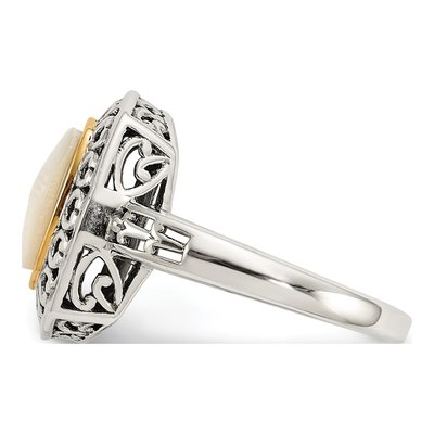 Sterling Silver & 14K Gold Mother of Pearl Ring – view 4