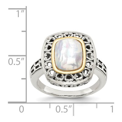 Sterling Silver & 14K Gold Mother of Pearl Ring – view 5