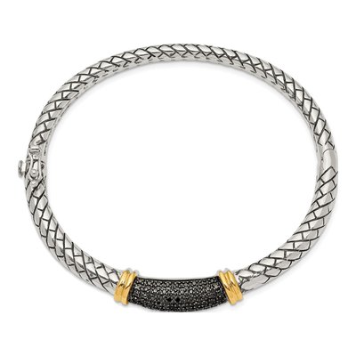 Sterling Silver & 14K Gold 1/5 ct tw Diamond Bangle Bracelet – view 2